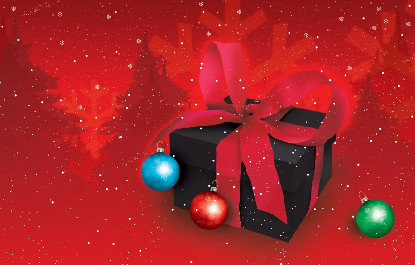 Photo wallpaper holiday, gift, new year, ball toy