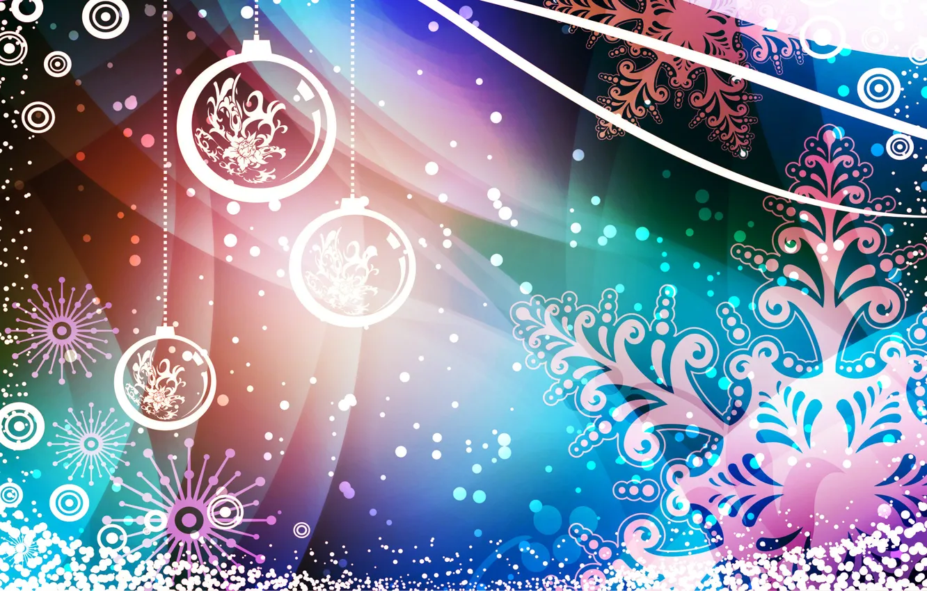 Photo wallpaper balls, new year, Christmas