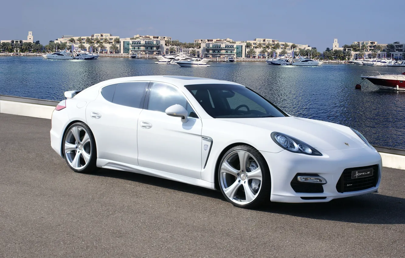 Photo wallpaper white, water, Porsche, Panamera, white, Porsche, Hofele