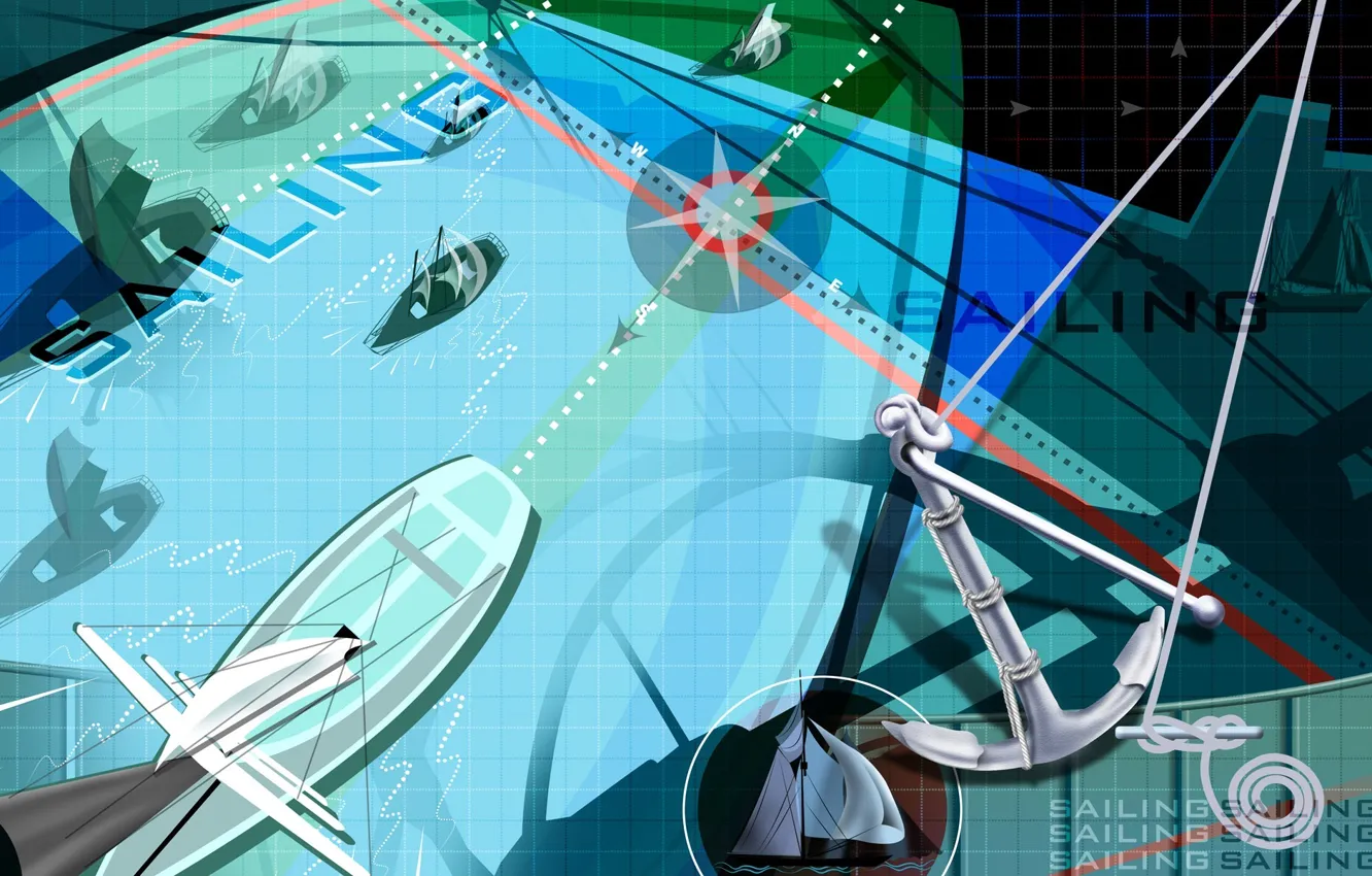 Photo wallpaper abstraction, Wallpaper, boat, vector, yacht, sail, anchor, WINDROSE