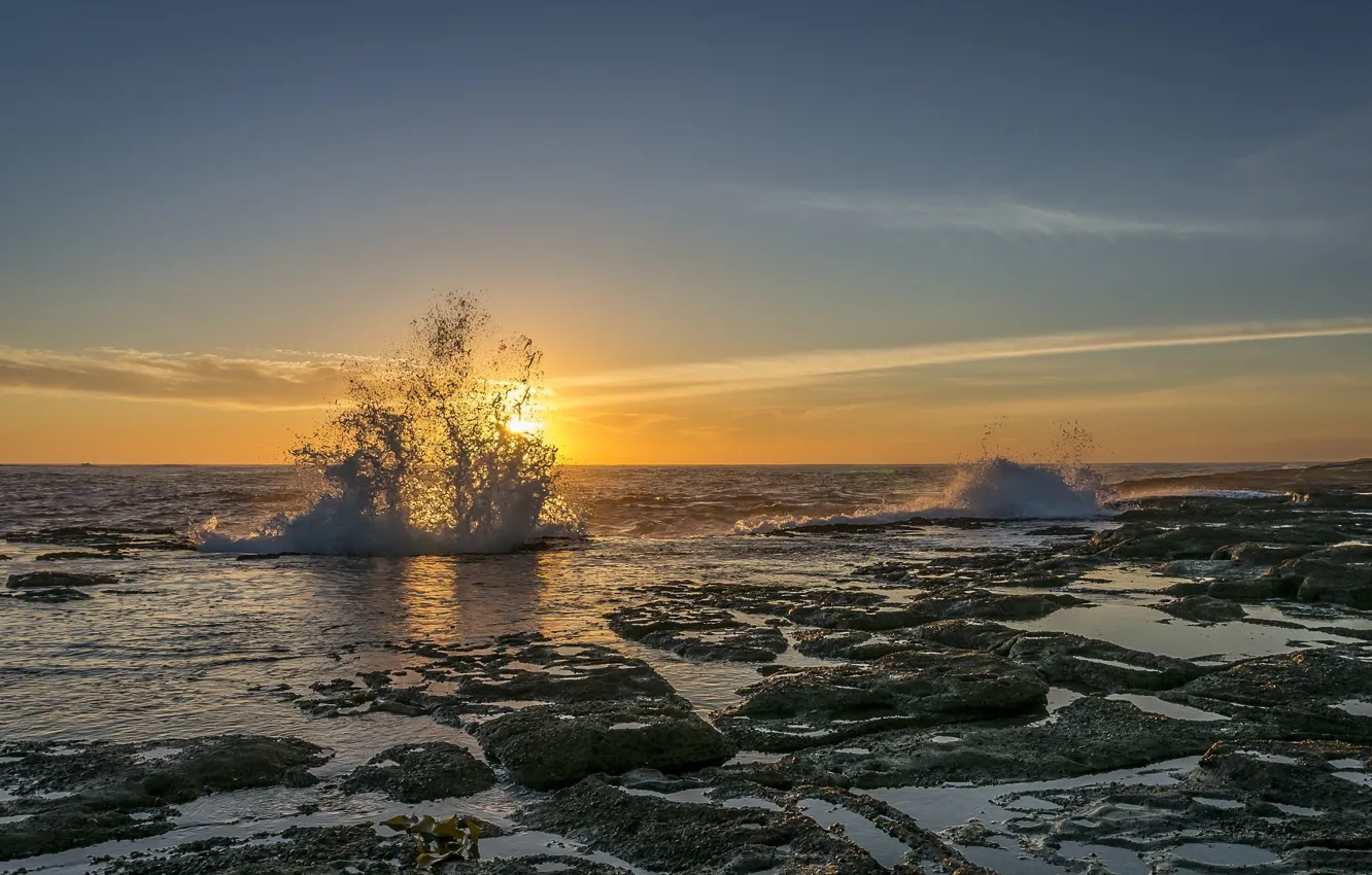 Photo wallpaper squirt, beauty, nature, landscape, sunset