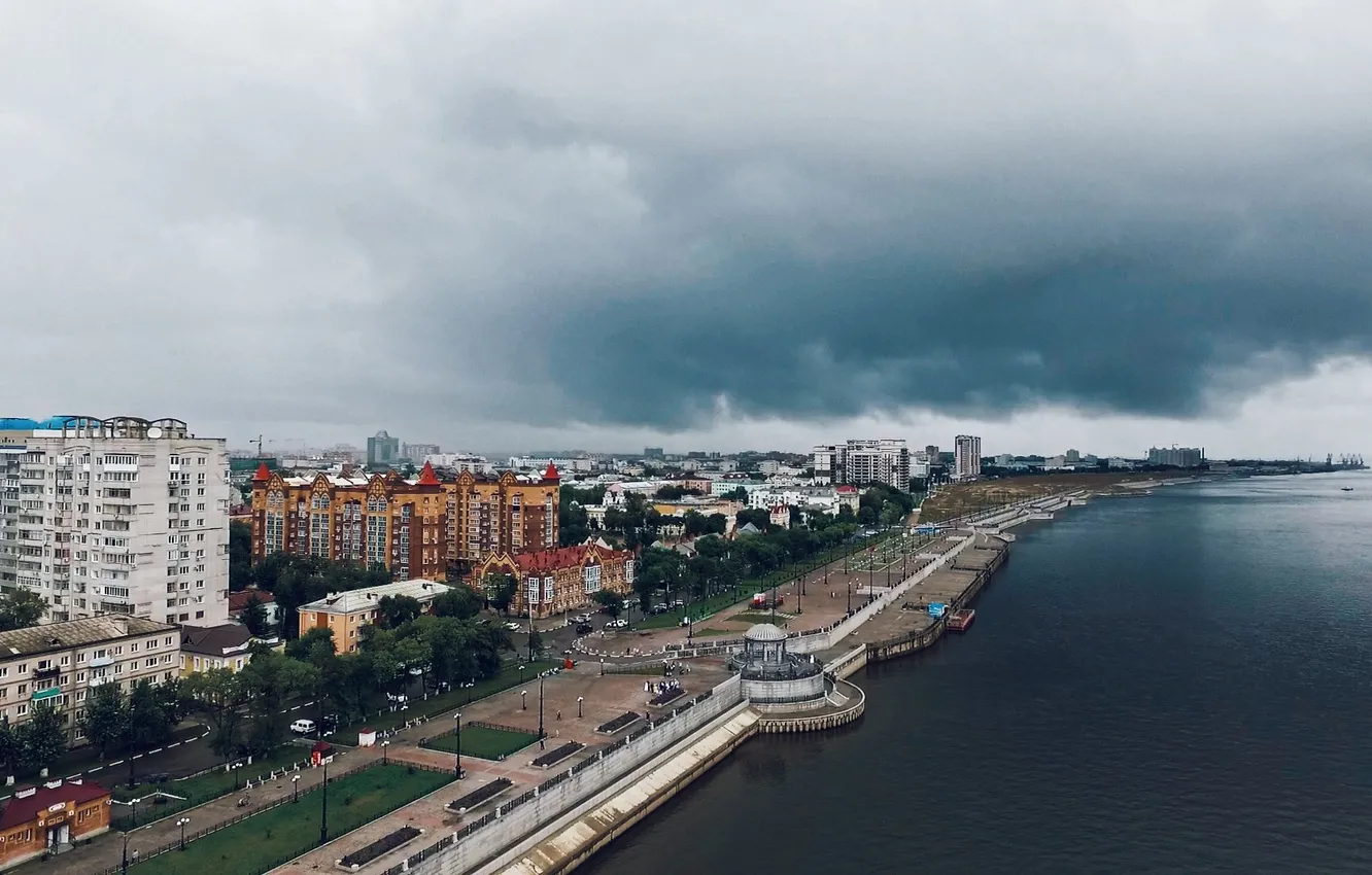 Photo wallpaper city, Embankment, Blagoveshchensk, Amur region