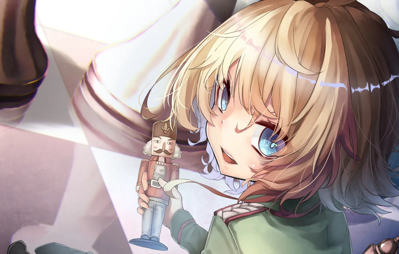 Photo wallpaper girl, toy, soldier, military, war, anime, blonde, asian