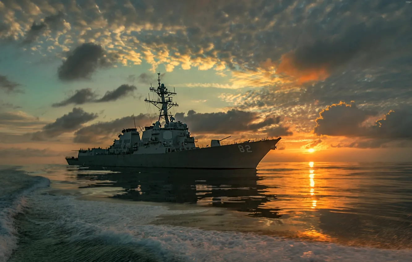 Photo wallpaper sunset, squadron, destroyer, DDG-82, USS Lassen