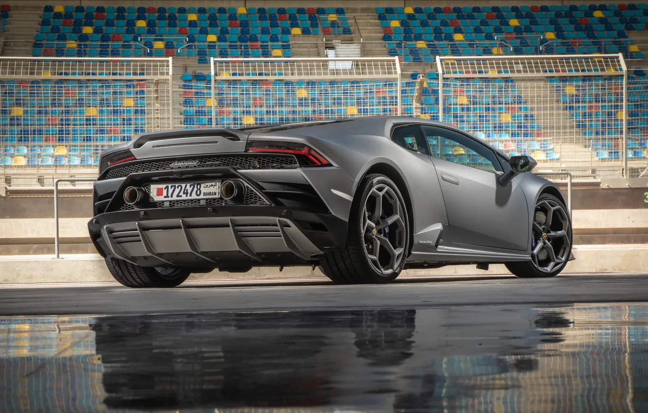 Photo wallpaper Lamborghini, supercar, rear view, Evo, Huracan, 2019, Lamborghini Huracan Evo