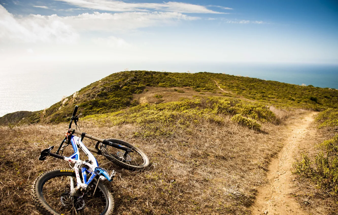 Photo wallpaper mountains, nature, bike, sport, mountain bike