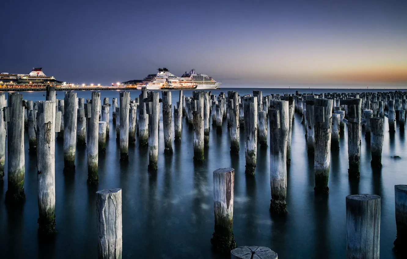 Photo wallpaper sea, ships, port
