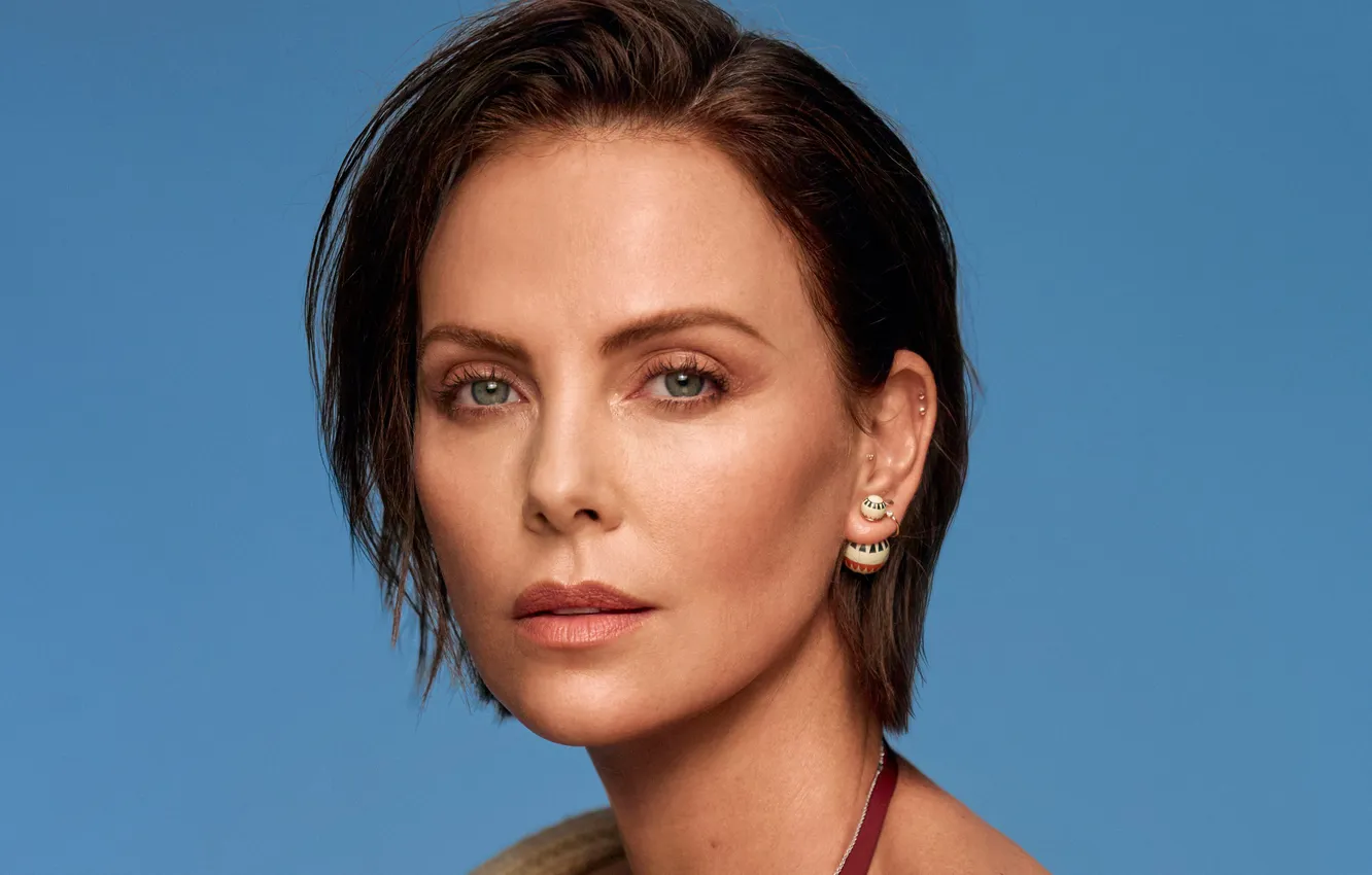 Photo wallpaper Charlize Theron, portrait, makeup, actress, brunette, hairstyle, beauty, Charlize Theron