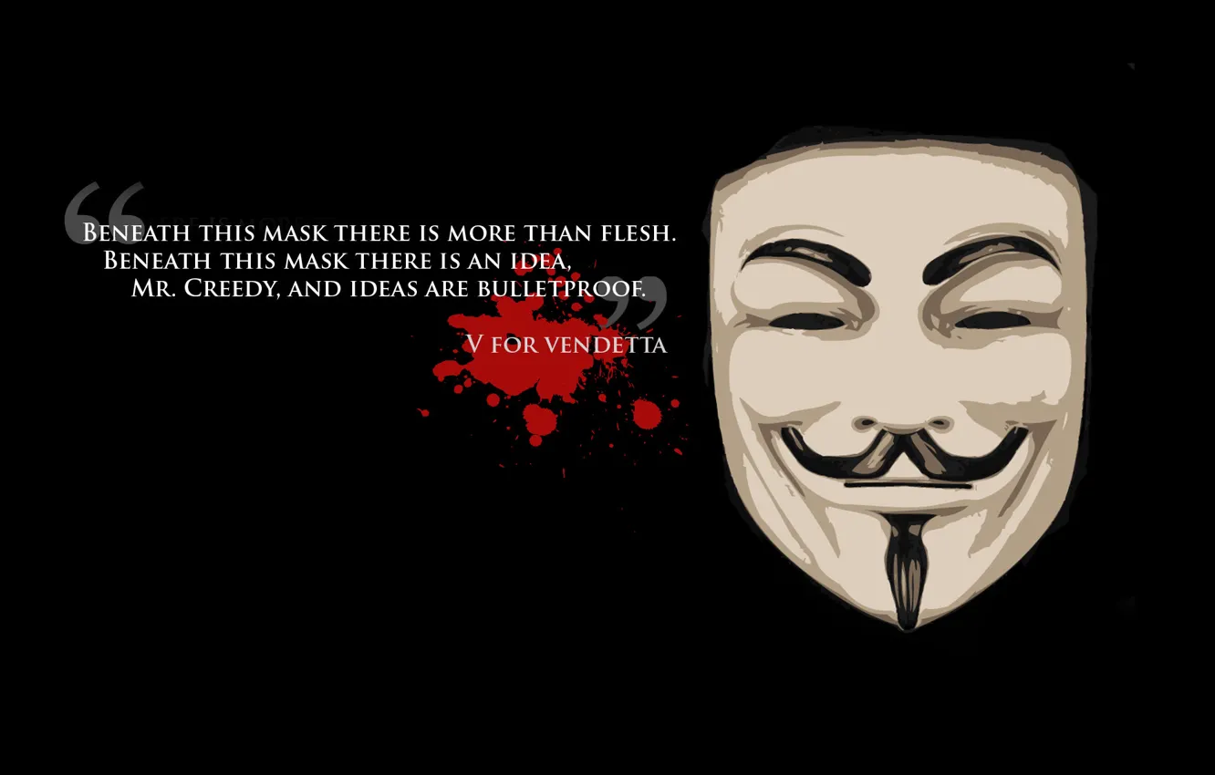 Photo wallpaper freedom, background, black, mask, freedom, quote, v for vendetta