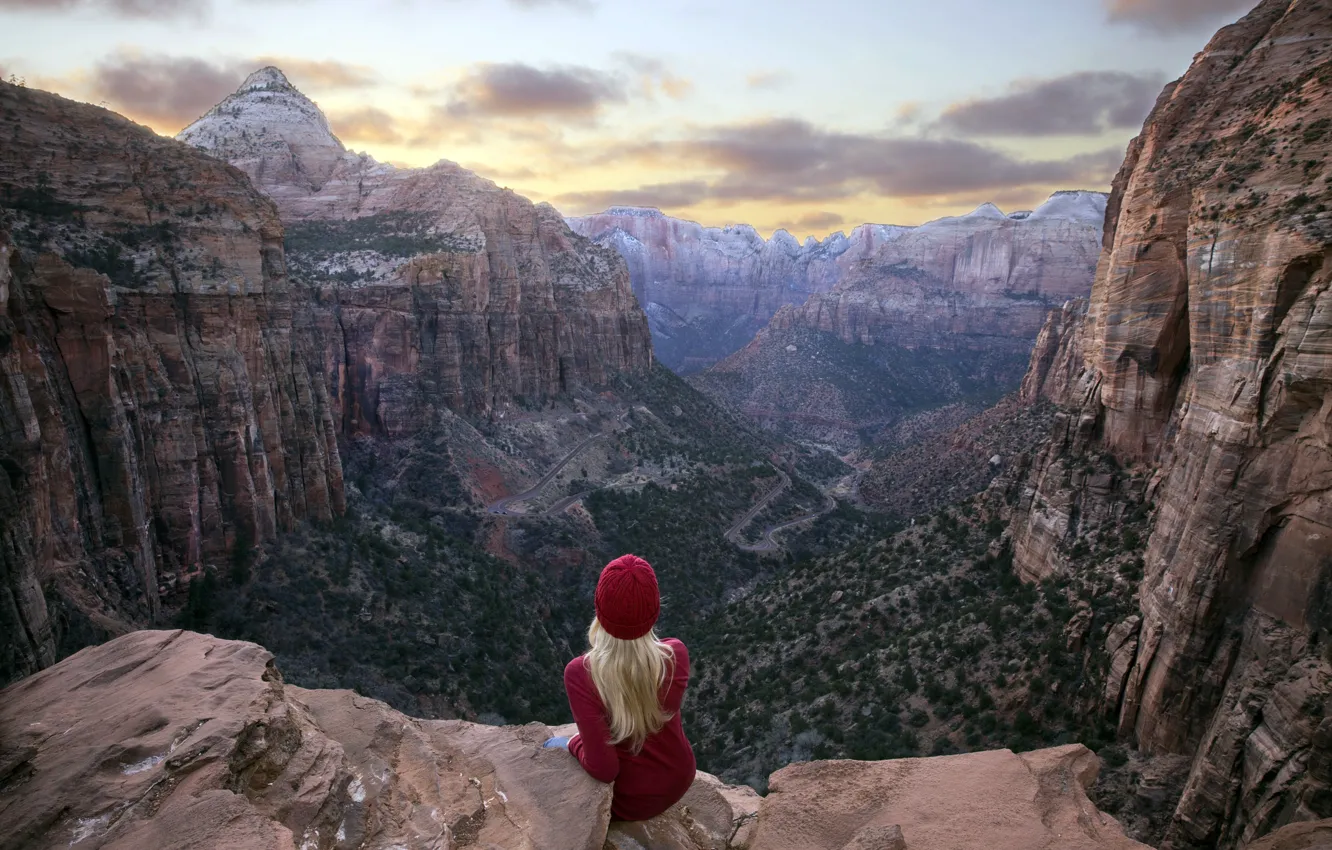 Photo wallpaper Zion National Park, sunset, Utah