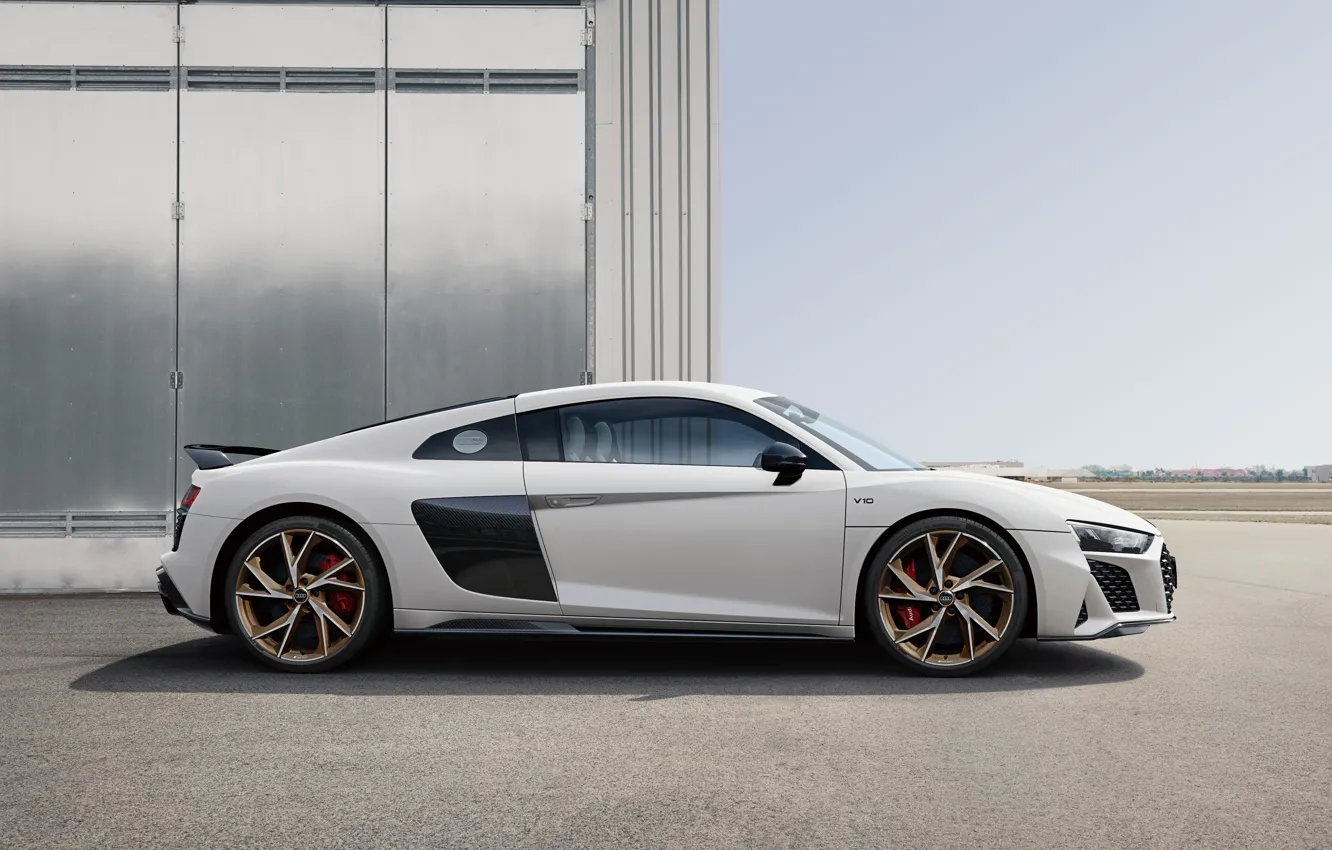 Photo wallpaper Audi, side view, Coupe, V10, 2023, Audi R8 V10 Coupe, Japan final edition