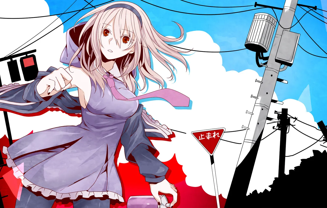 Photo wallpaper girl, the city, art, traffic light, toudou charo, gahata mage, Utau