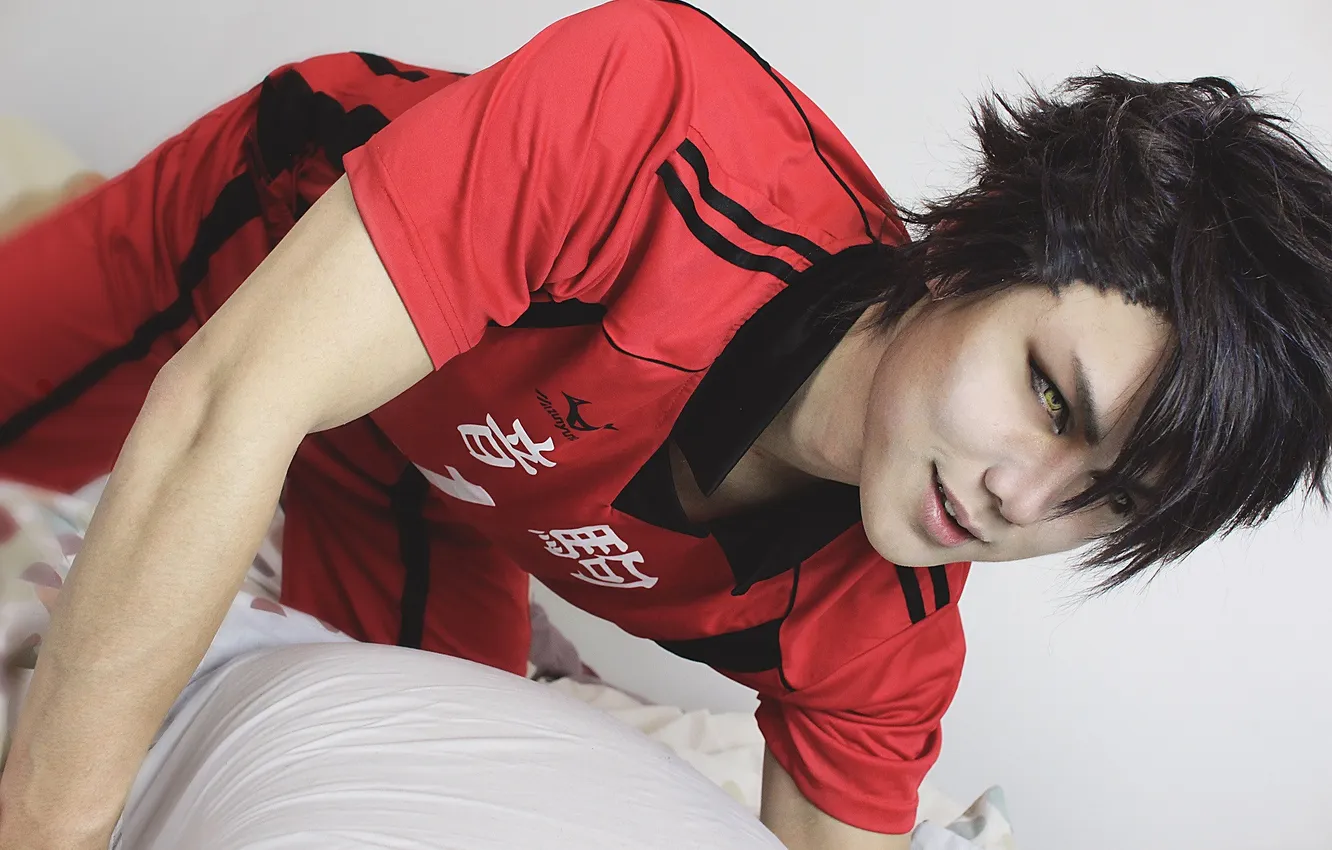 Photo wallpaper anime, guy, volleyball, cosplay, haikyuu!!