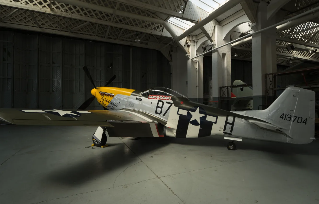 Photo wallpaper Mustang, P-51, Hangar, Fighter