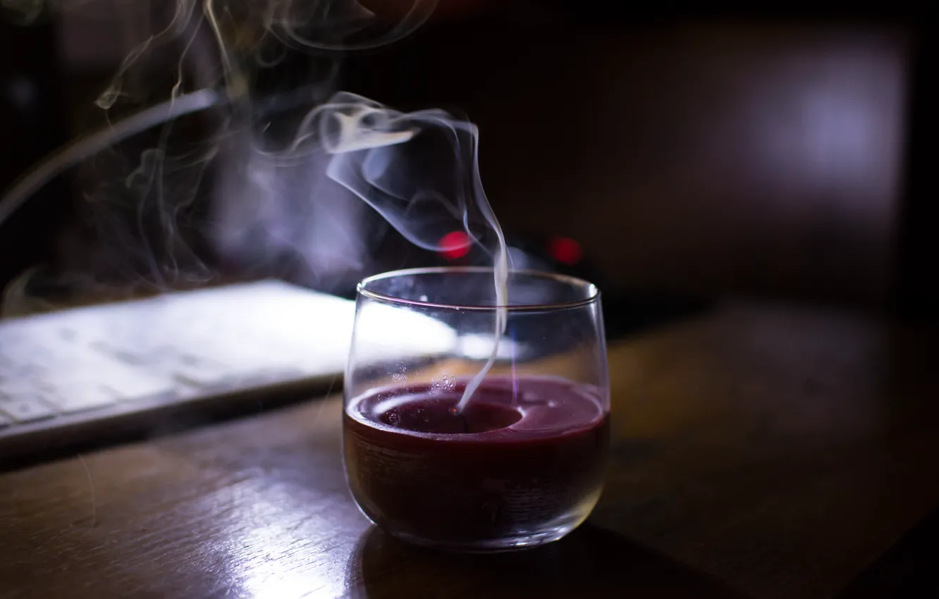 Photo wallpaper cold, night, loneliness, smoke, minimalism, candles, night photo