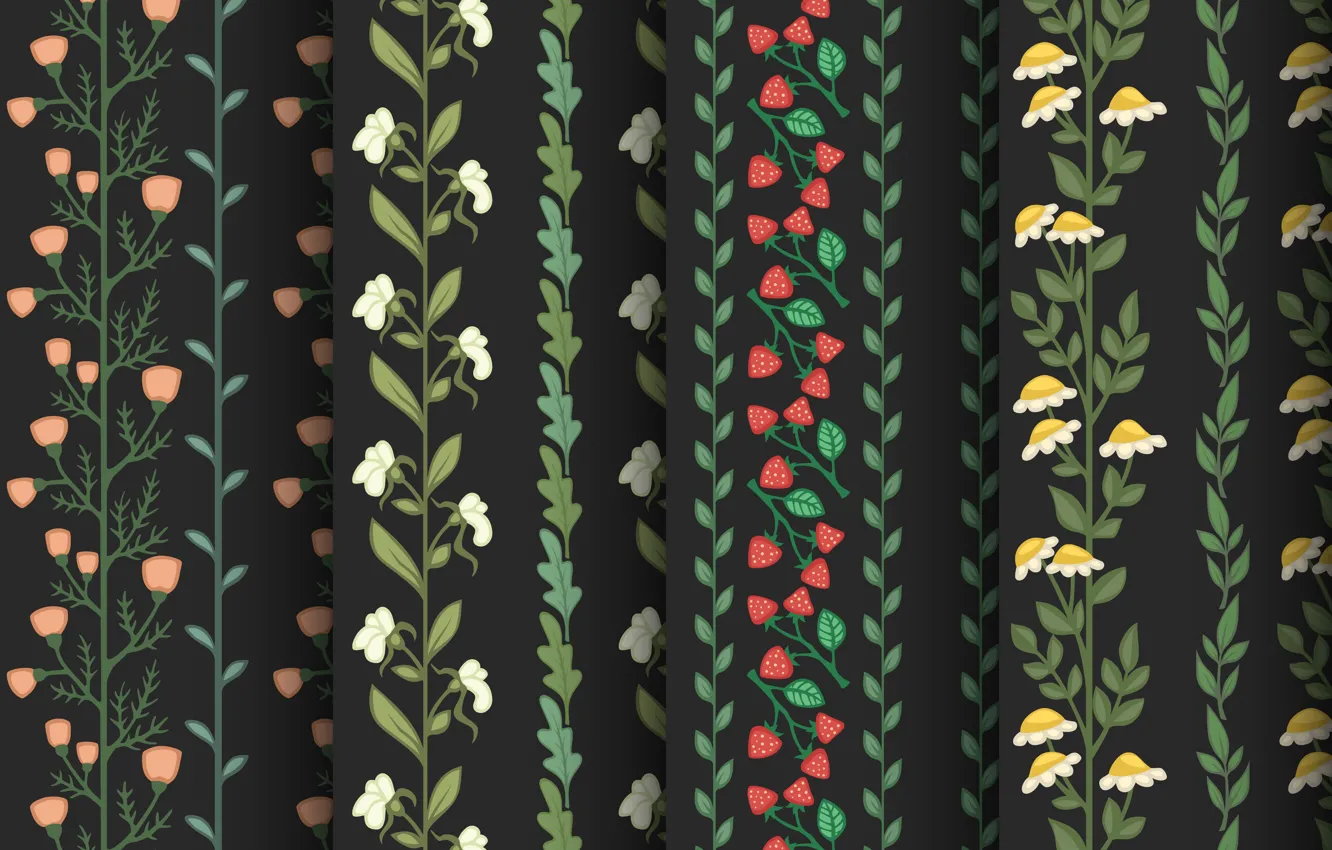 Photo wallpaper flowers, background, pattern, black, texture, pattern