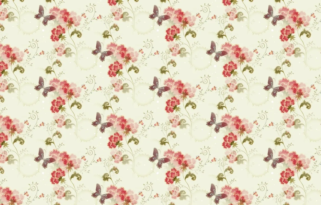 Photo wallpaper flowers, background, butterfly, texture