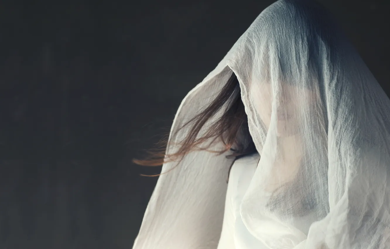 Photo wallpaper girl, fabric, curls