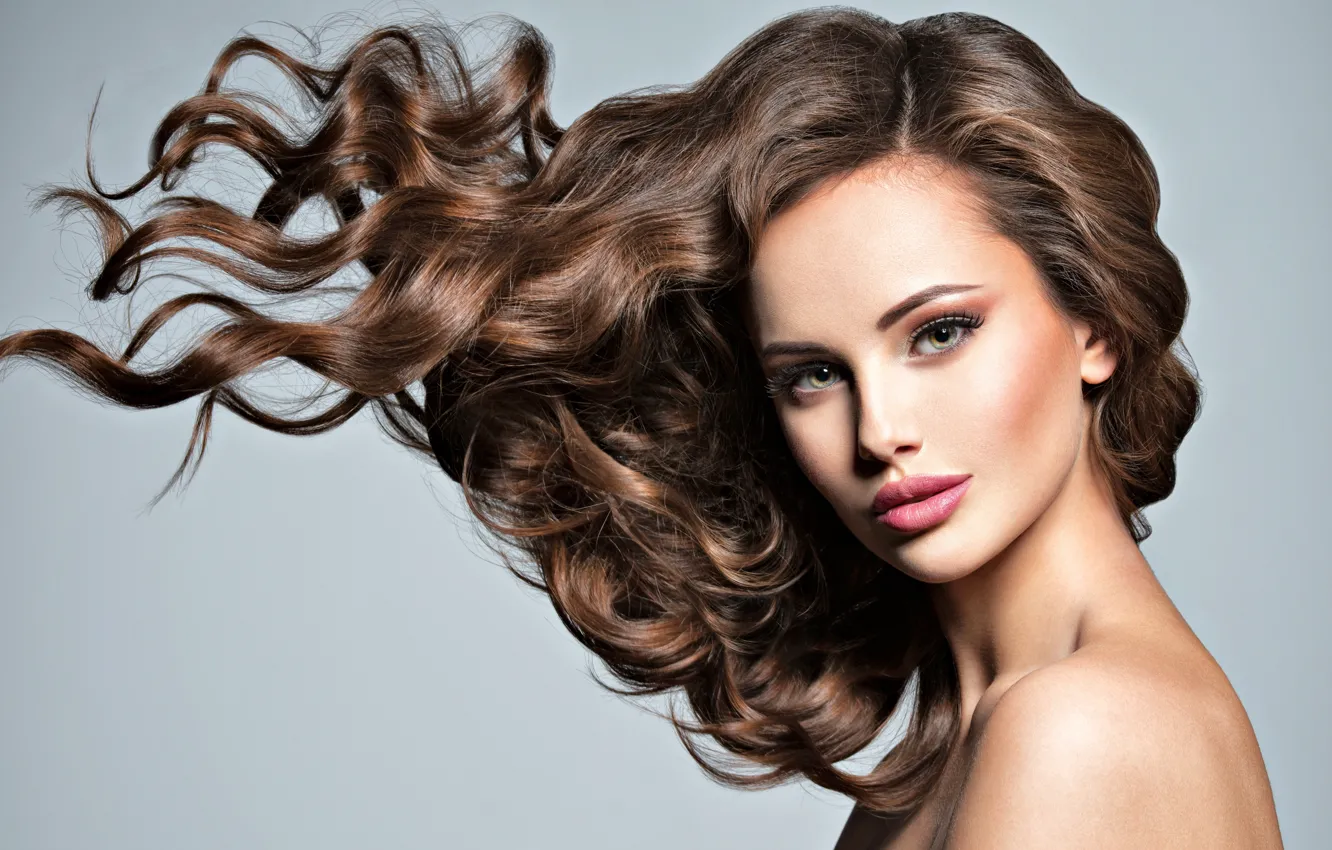 Photo wallpaper girl, face, model, hair, makeup, hairstyle, curls, Valua Vitaly