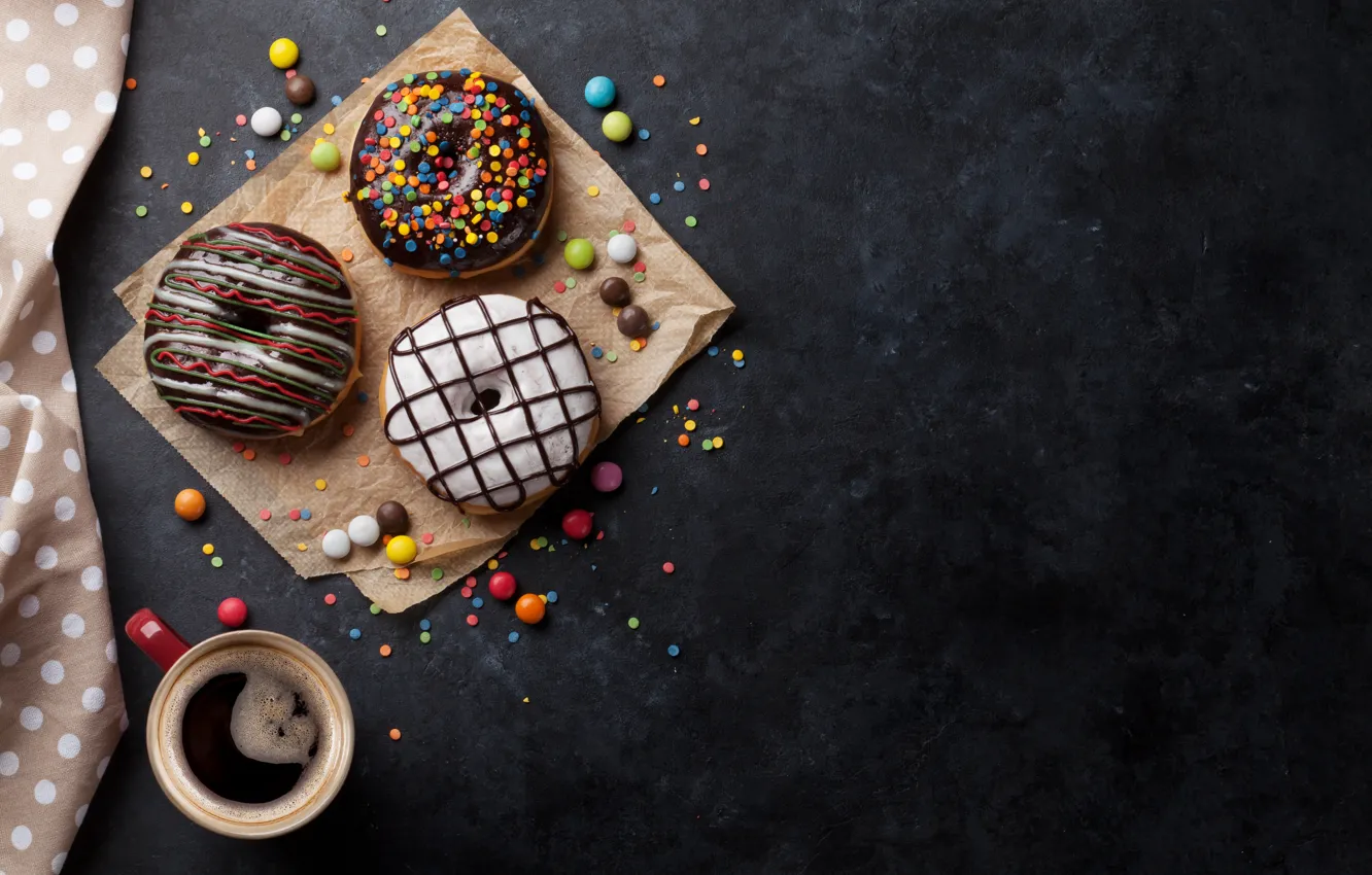 Photo wallpaper donuts, chocolate, glaze, donuts