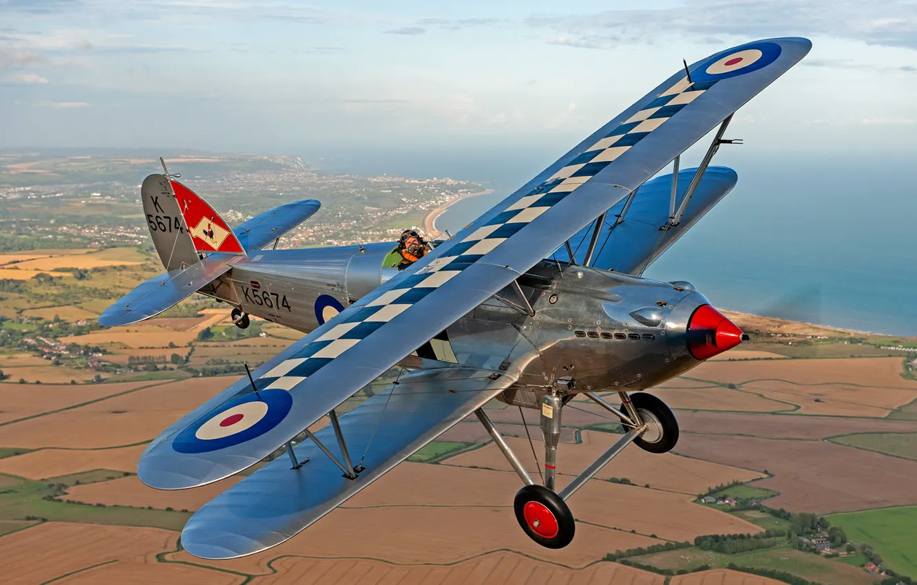 Photo wallpaper Fighter, Biplane, 1931, RAF, Hawker Fury