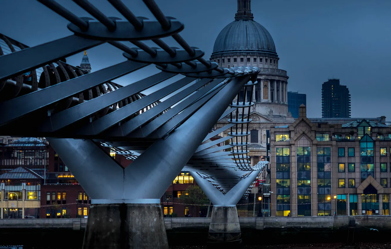 Photo wallpaper bridge, England, London, Cathedral, the dome