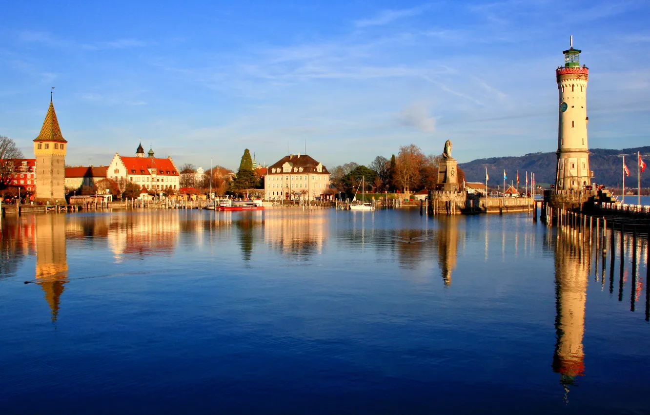 Photo wallpaper the city, photo, home, Germany, Bavaria, river Lindau