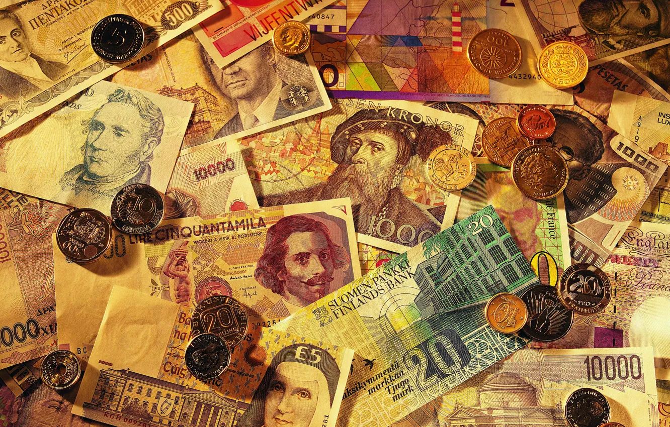 Photo wallpaper money, coins, currency