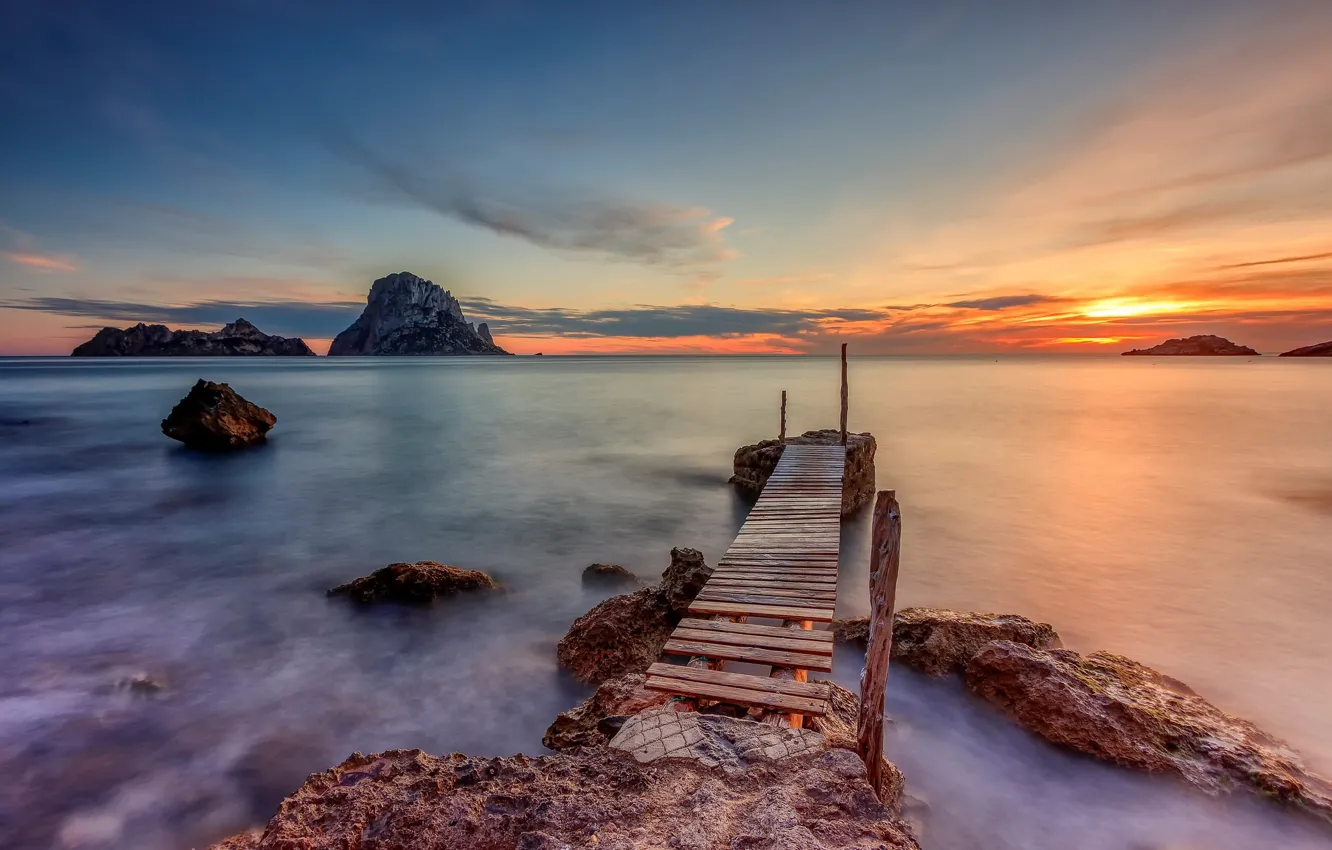 Photo wallpaper sea, bridge, shore, Ibiza, Cala D´hort
