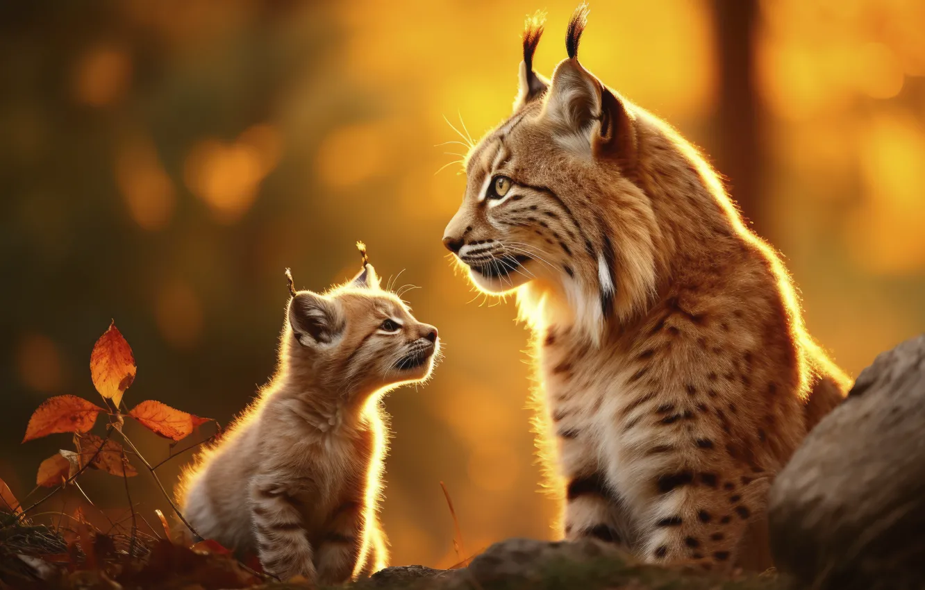 Photo wallpaper autumn, look, leaves, light, nature, stones, baby, profile