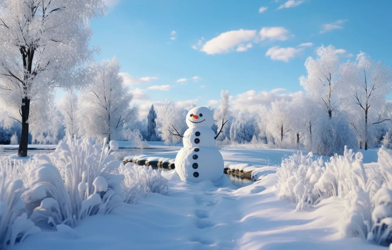 Photo wallpaper winter, frost, forest, the sky, clouds, snow, trees, branches