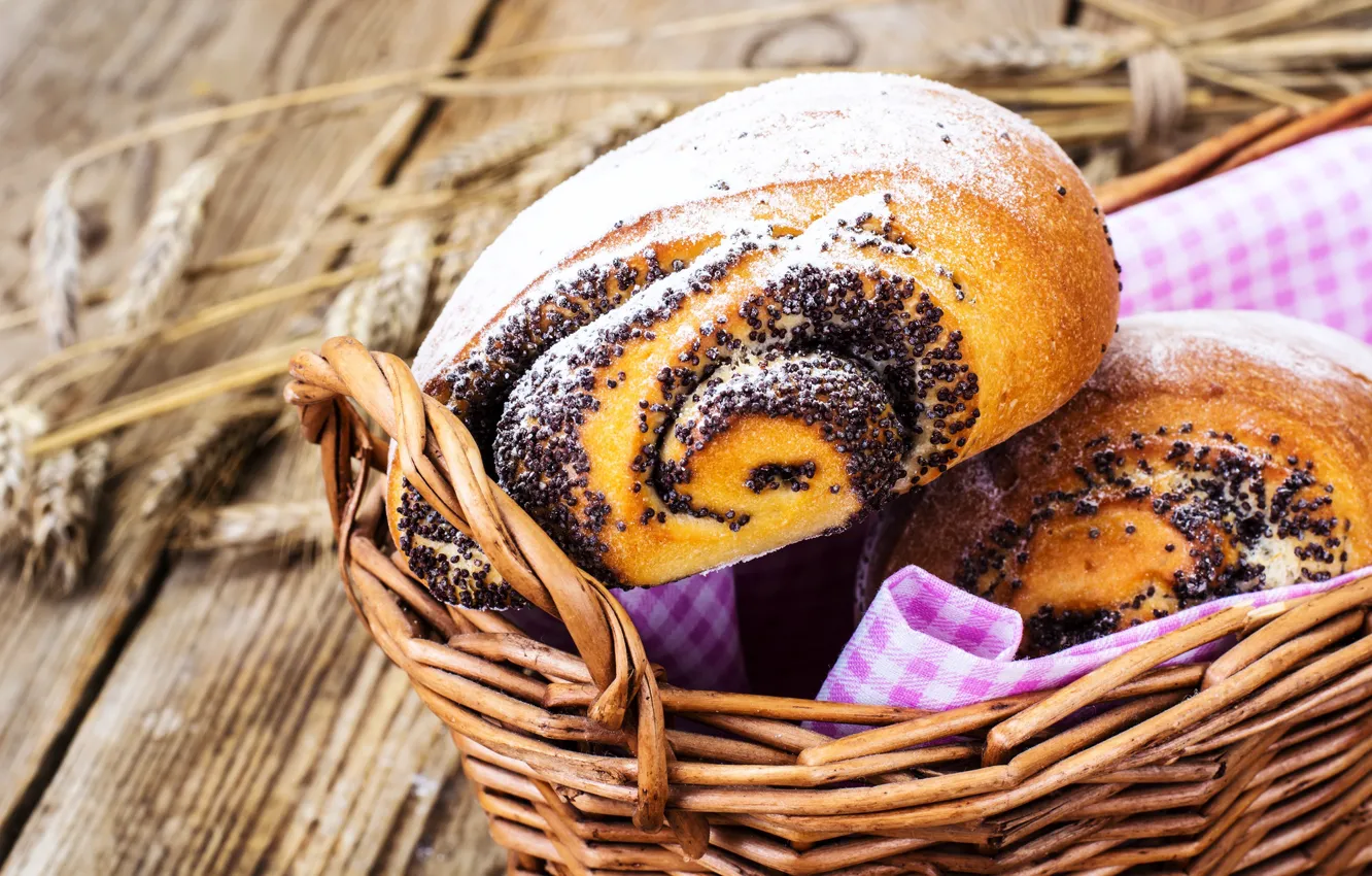 Photo wallpaper basket, Mac, cakes