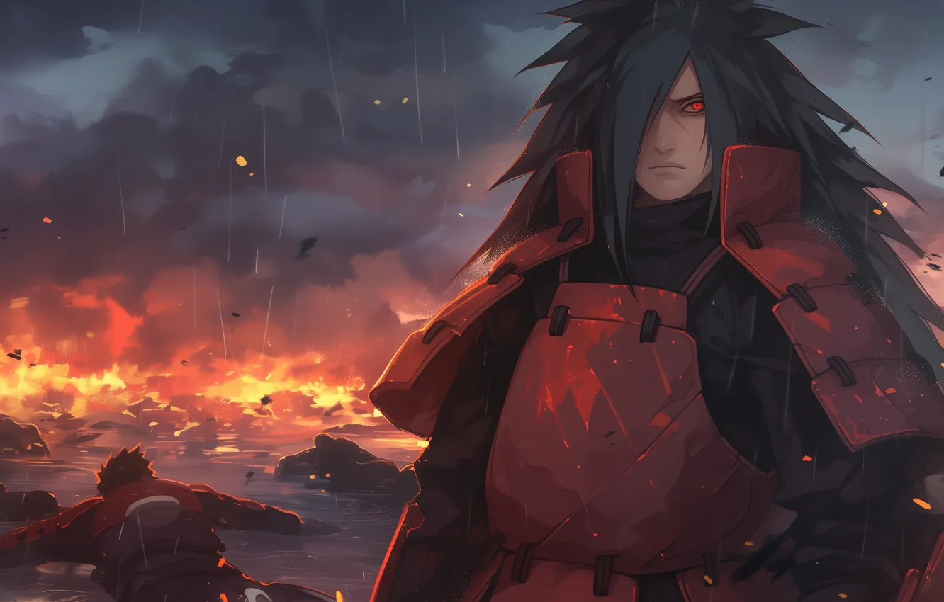 Photo wallpaper lights, anime, battle, Naruto, battlefield, Uchiha, Madara, Power Uchiha