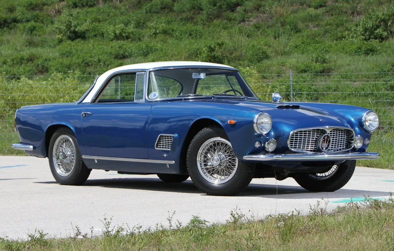 Photo wallpaper Maserati, Roadster, Blue, Old, Convertible, 3500 GT