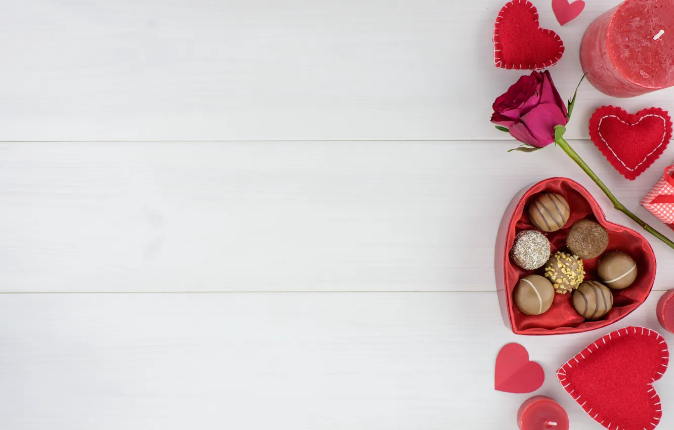 Photo wallpaper red, gift, chocolate, roses, candy, hearts, red, love