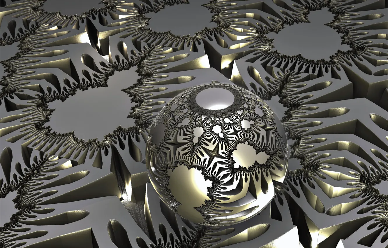 Photo wallpaper abstraction, balls, fractal, metal, wallpapers, 3D Graphics