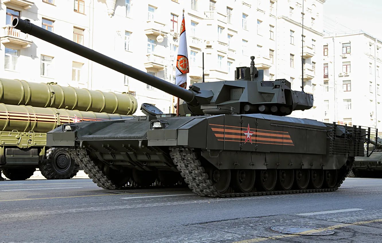 Photo wallpaper Moscow, Victory Parade, May 9, Armata, T-14, Rehearsal