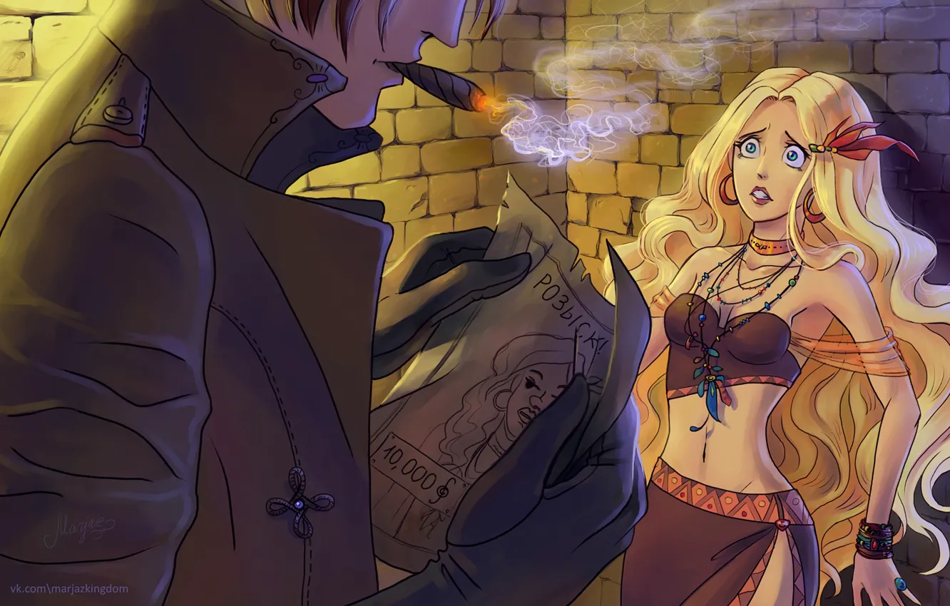 Photo wallpaper smoke, anime, cigar, witch, hunter