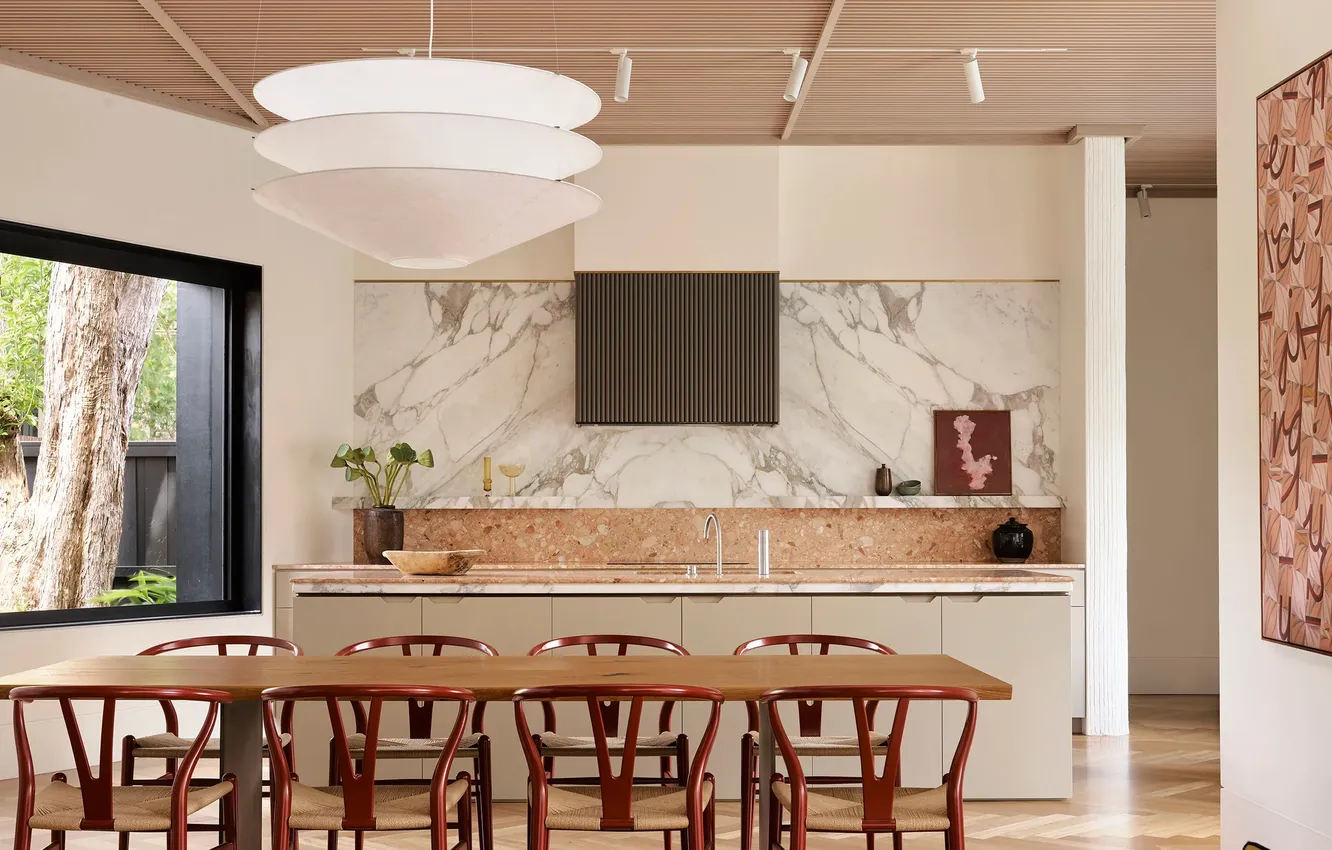 Photo wallpaper style, interior, Arent & Pyke Layer, dining area, dining room, Villa, kitchen, design