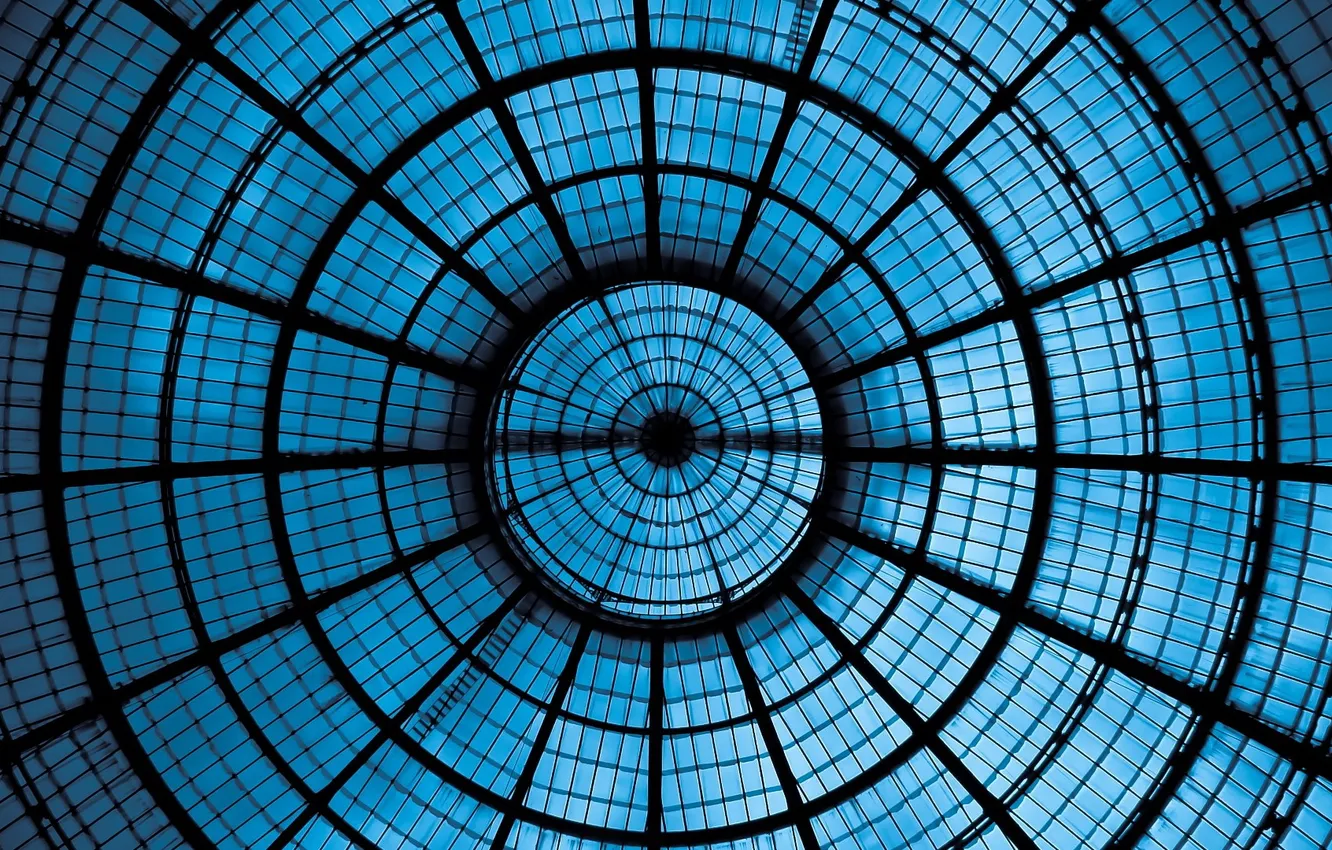 Photo wallpaper metal, glass, blue, effect, ceiling