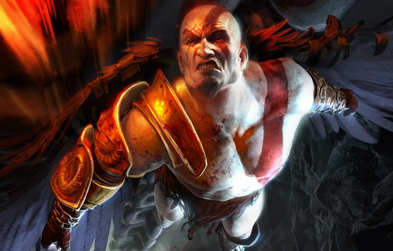 Photo wallpaper god of war 3, Kratos, Mighty, Flies