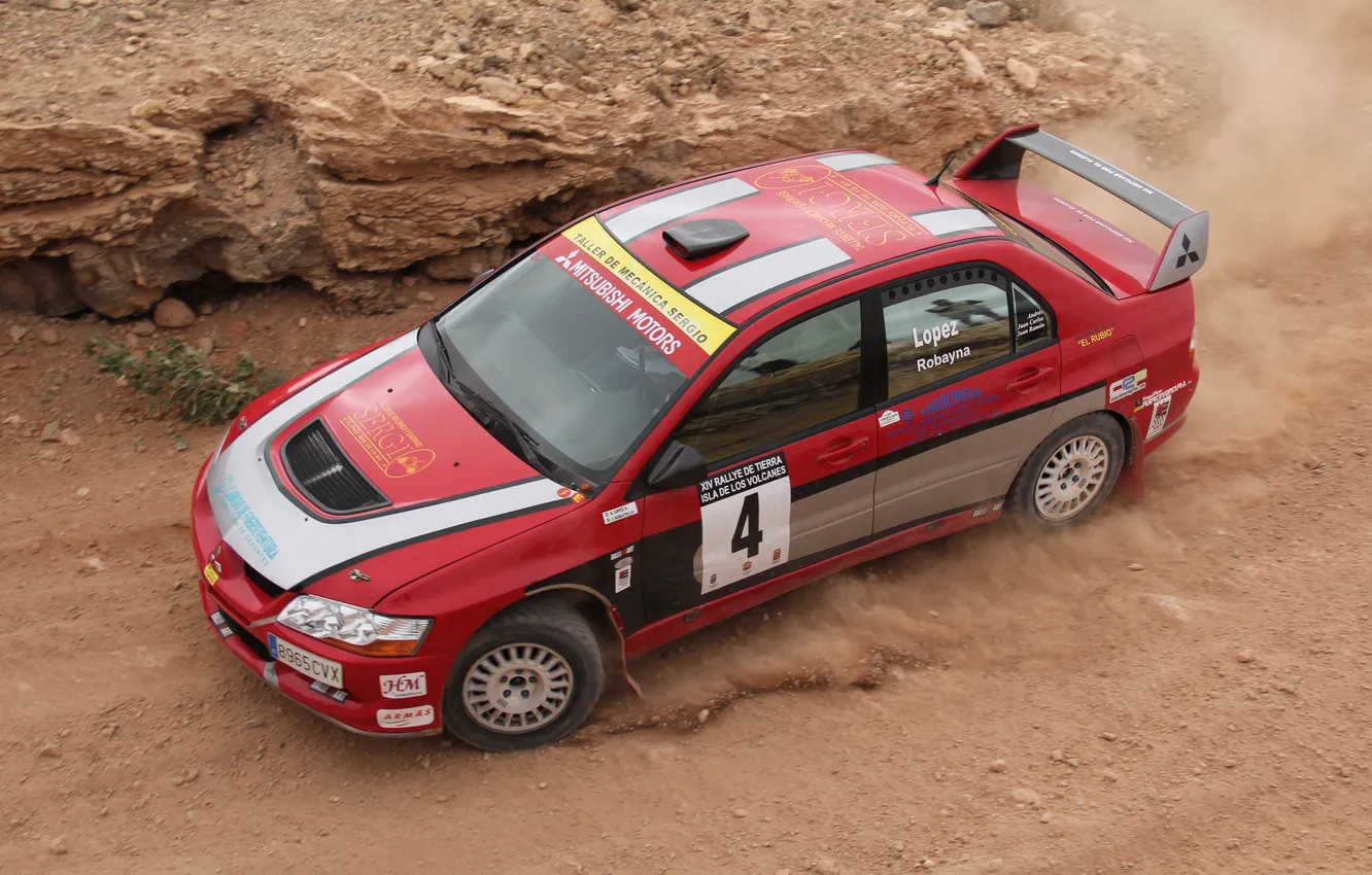 Photo wallpaper auto, red, sport, The hood, Mitsubishi, Lancer, Evolution, the view from the top