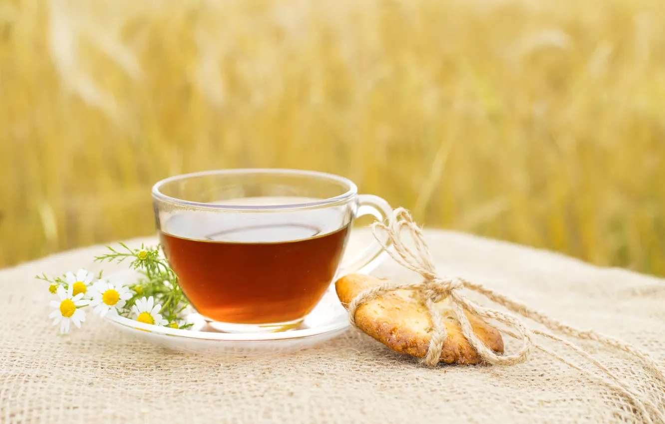 Photo wallpaper tea, cookies, drink
