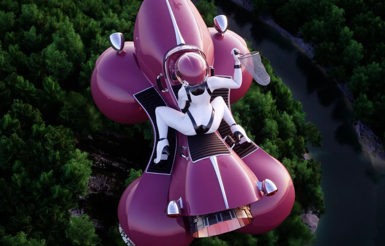 Photo wallpaper forest, flight, pilot, Butterfly hunting