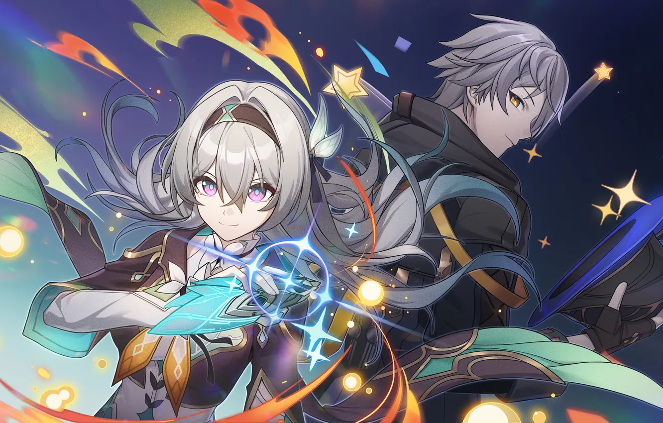 Photo wallpaper girl, guy, Firefly, TrailBlazer, Honkai: Star Rail, heaven, honkai (series)