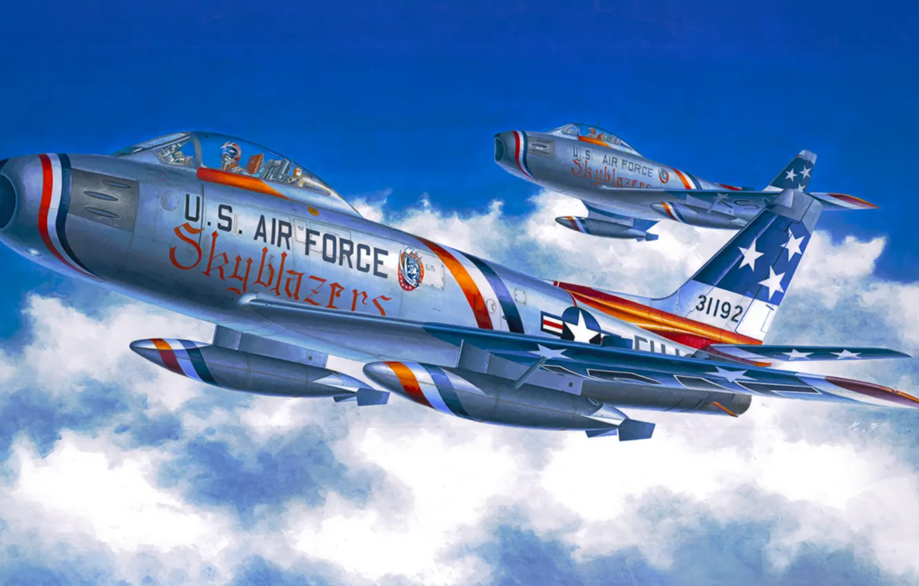 Photo wallpaper war, art, airplane, aviation, jet, North American F-86 Sabre