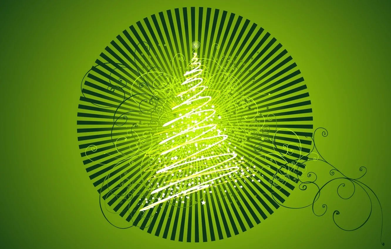 Photo wallpaper holiday, tree, new year, green background
