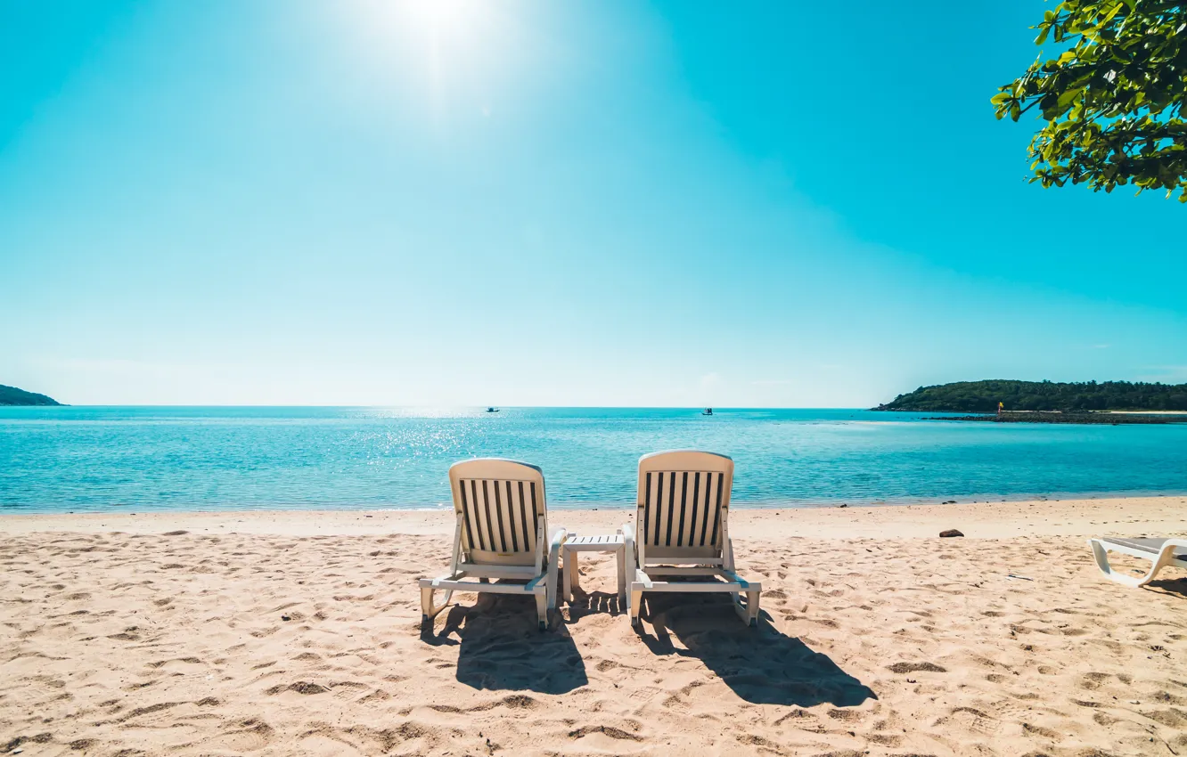 Photo wallpaper sand, sea, beach, summer, the sky, the sun, shore, summer