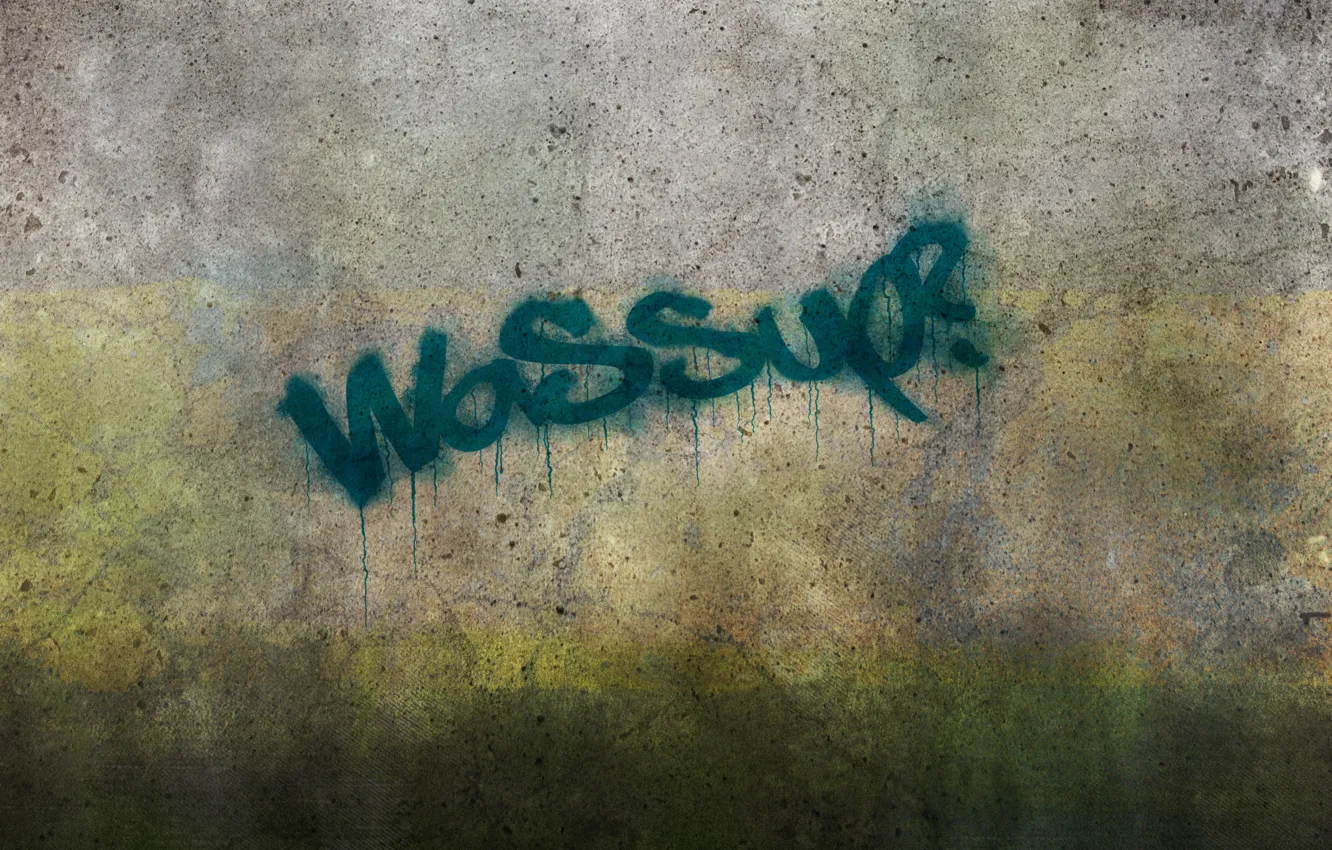 Photo wallpaper wall, the inscription, graffiti, stains, concrete, wassup