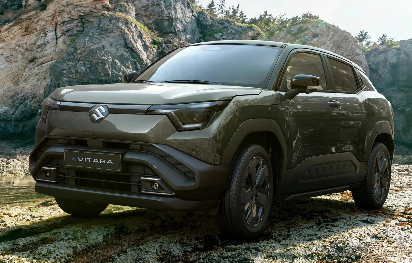 Photo wallpaper machine, auto, mountains, cars, hybrid, crossover, Suzuki e Vitara, Maruti Suzuki E-Vitara